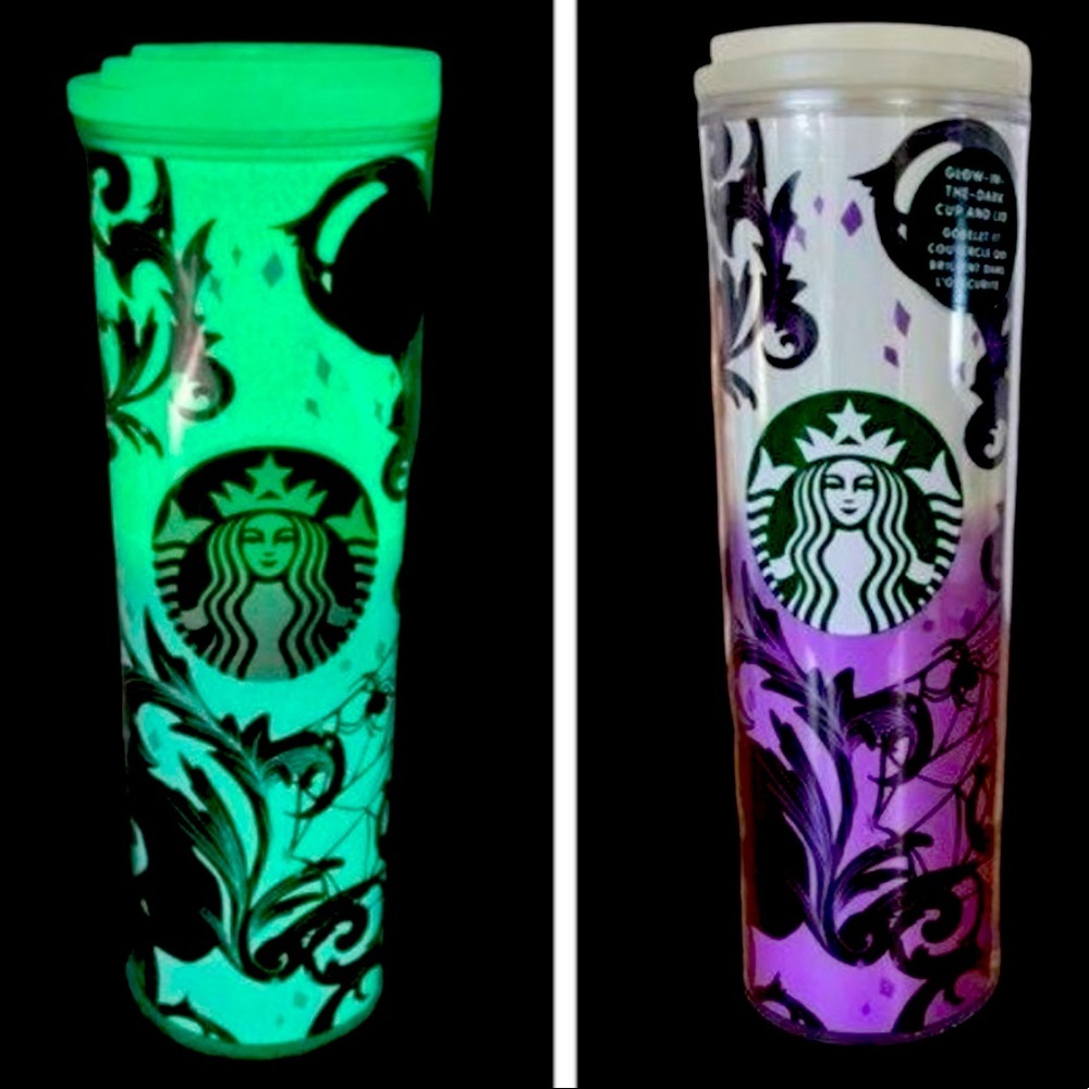Set of 2 Halloween Glow in the Dark Starbucks Cups limited Edition